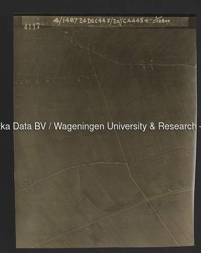 Luchtfoto Nieuwland (1944) uit de collectie Wageningen University WOII