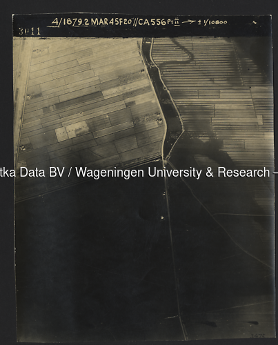 Luchtfoto Buurmalsen (1945) uit de collectie Wageningen University WOII