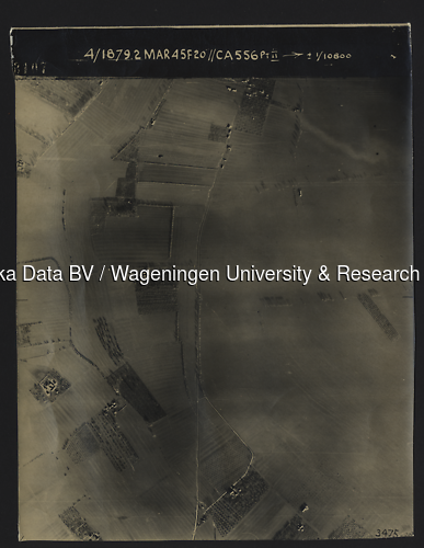Luchtfoto Maurik (1945) uit de collectie Wageningen University WOII
