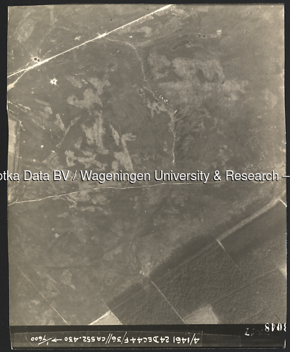 Luchtfoto Rozendaal (1944) uit de collectie Wageningen University WOII