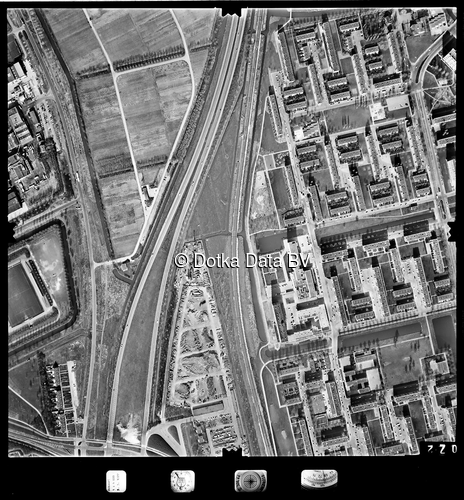 Luchtfoto Rotterdam (1977) uit de collectie Stichting Bodemsanering NS (SBNS)